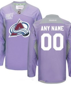 Custom Colorado Avalanche Purple Pink Hockey Fights Cancer Practice Jersey