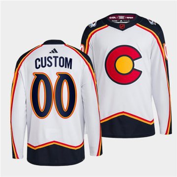 Custom Colorado Avalanche White 2022-23 Reverse Retro Stitched Jersey