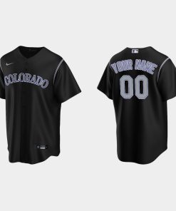 Custom Colorado Rockies Black Cool Base Alternate Jersey