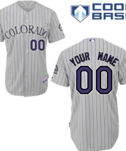 Custom Colorado Rockies Gray Pinstripe Jersey