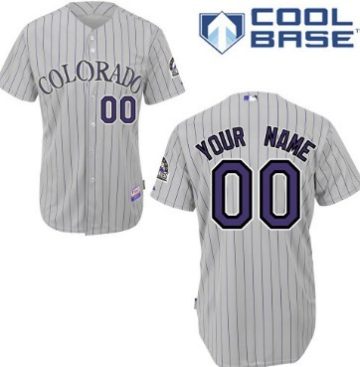 Custom Colorado Rockies Gray Pinstripe Jersey