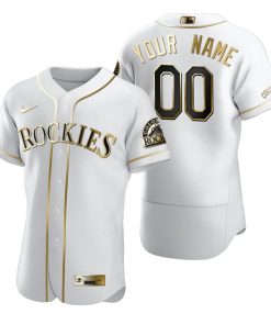 Custom Colorado Rockies White Flex Base Golden Edition Jersey