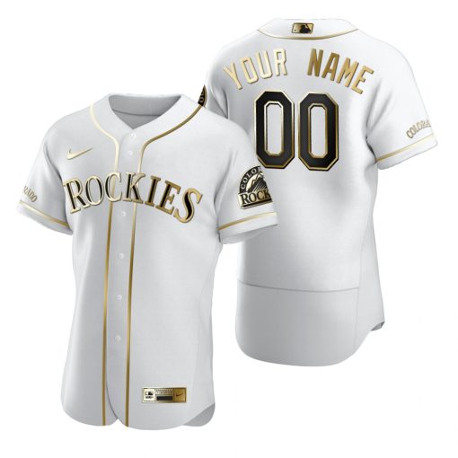 Custom Colorado Rockies White Flex Base Golden Edition Jersey