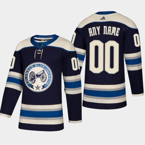 Custom Columbus Blue Jackets 2018-19 Navy Pro Alternate Jersey