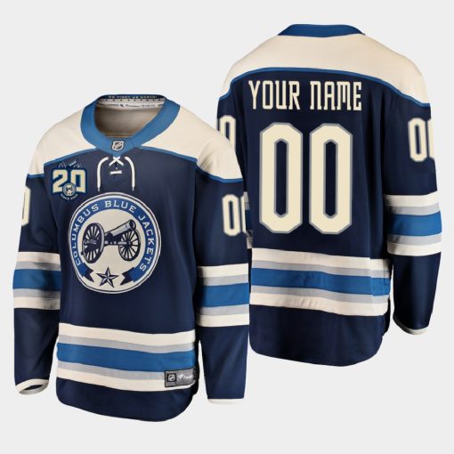 Custom Columbus Blue Jackets 20th Anniversary Alternate Navy Jersey