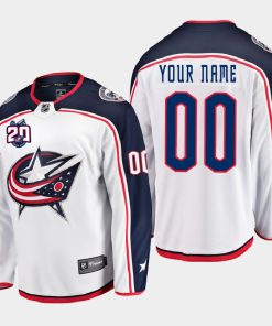 Custom Columbus Blue Jackets 20th Anniversary Away White Jersey