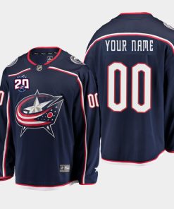 Custom Columbus Blue Jackets 20th Anniversary Home Navy Jersey