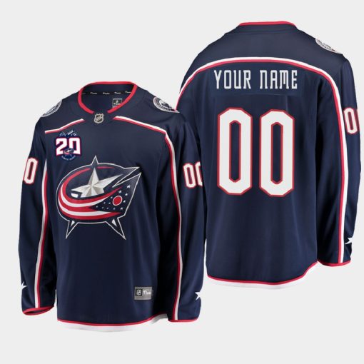 Custom Columbus Blue Jackets 20th Anniversary Home Navy Jersey