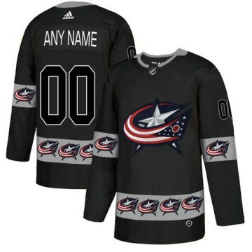 Custom Columbus Blue Jackets Black Team Logos Fashion Jersey