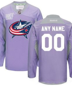 Custom Columbus Blue Jackets Purple Pink Hockey Fights Cancer Practice Jersey