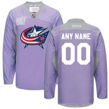 Custom Columbus Blue Jackets Purple Pink Hockey Fights Cancer Practice Jersey