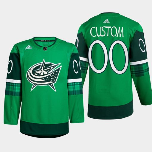 Custom Columbus Blue Jackets St Patricks Day Green Warm-up 2022 Jersey