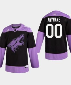 Custom Coyotes Hockey Fights Cancer Practice Black Jersey