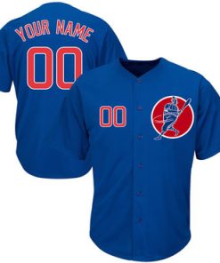 Custom Cubs Blue Cool Base New Design Jersey