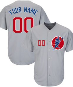 Custom Cubs Gray Cool Base New Design Jersey