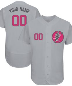 Custom Cubs Gray Pink Logo Flexbase New Design Jersey