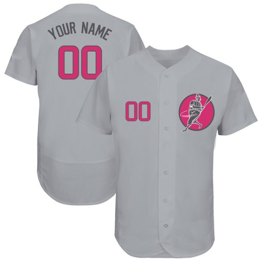 Custom Cubs Gray Pink Logo Flexbase New Design Jersey