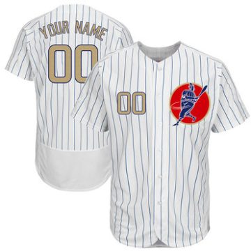 Custom Cubs White Gold Program Flexbase New Design Jersey