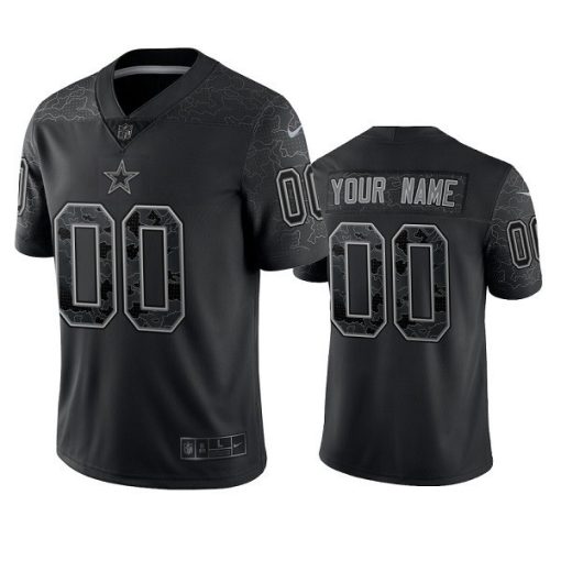 Custom Dallas Cowboys Active Player Black Reflective Limited Stitched Football Jersey