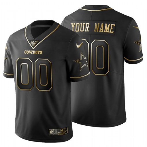 Custom Dallas Cowboys Black Golden Limited NFL 100 Jersey