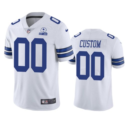 Custom Dallas Cowboys White 60th Anniversary Vapor Limited Jersey