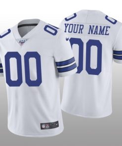 Custom Dallas Cowboys White Vapor Limited 100th Season Jersey