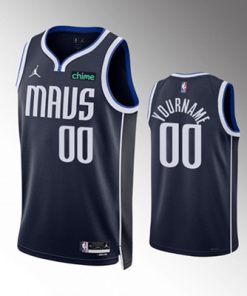Custom Dallas Mavericks Active Player Navy Statement Edition Stitched Basketball Jersey