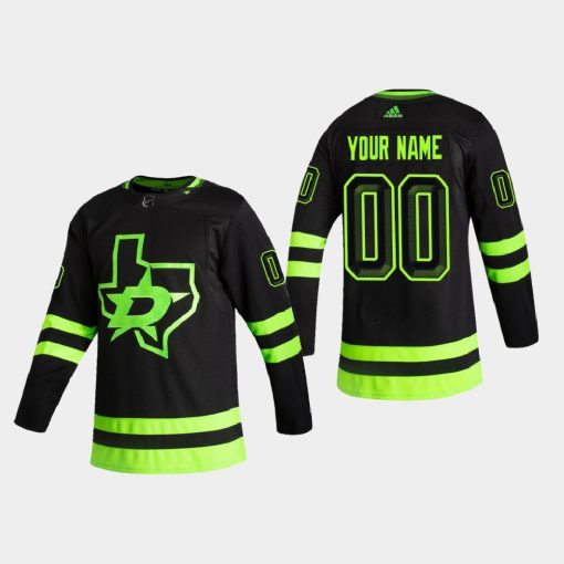 Custom Dallas Stars 2020-21 Alternate Blackout Pro Black Jersey