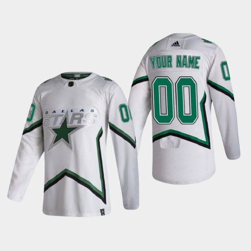 Custom Dallas Stars 2021 Season Reverse Retro White Jersey