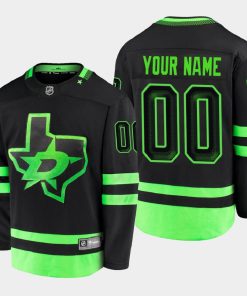 Custom Dallas Stars Alternate 2020-21 Blackout Breakaway Player Black Jersey