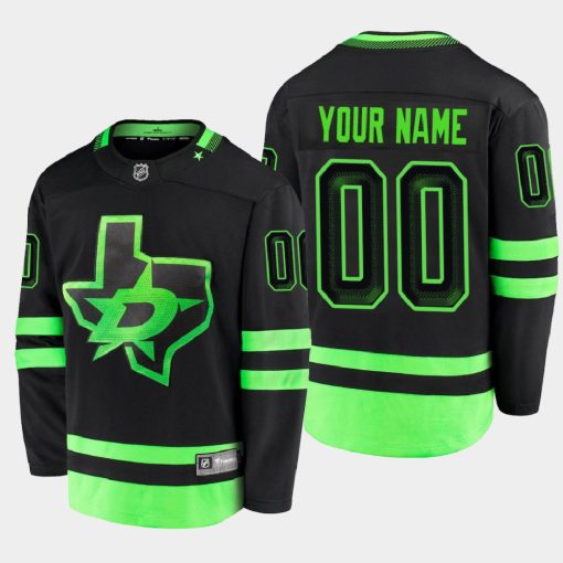 Custom Dallas Stars Alternate 2020-21 Blackout Breakaway Player Black Jersey