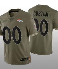 Custom Denver Broncos Active Player 2022 Olive Salute To Service Limited Stitched Jersey