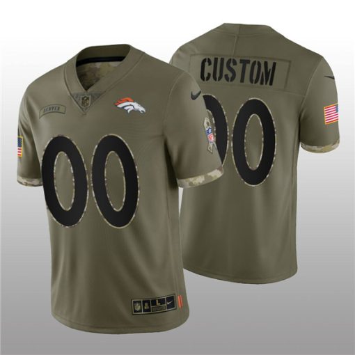 Custom Denver Broncos Active Player 2022 Olive Salute To Service Limited Stitched Jersey