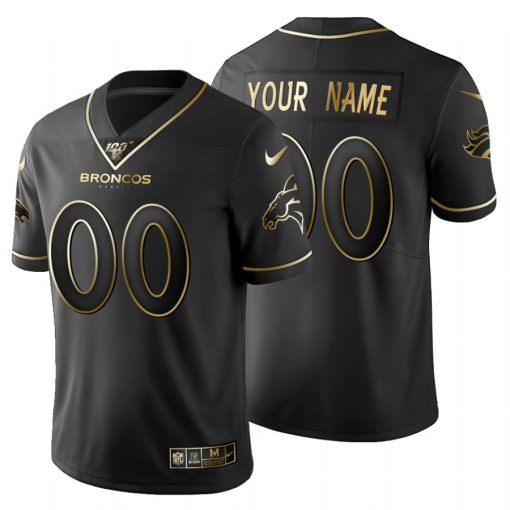 Custom Denver Broncos Black Golden Limited NFL 100 Jersey