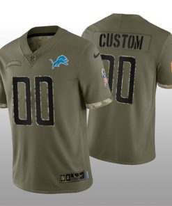 Custom Detroit Lions Active Player 2022 Olive Salute To Service Limited Stitched Jersey