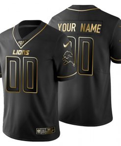 Custom Detroit Lions Black Golden Limited NFL 100 Jersey