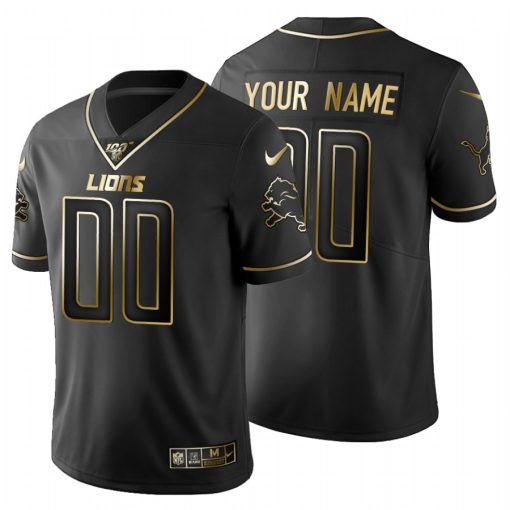 Custom Detroit Lions Black Golden Limited NFL 100 Jersey