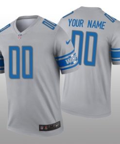 Custom Detroit Lions Gray Inverted Legend Jersey