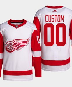 Custom Detroit Red Wings Away White Primegreen Pro 2022 Jersey