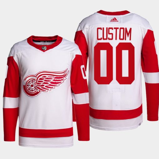 Custom Detroit Red Wings Away White Primegreen Pro 2022 Jersey