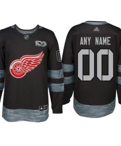 Custom Detroit Red Wings Black 1917 2017 100th Anniversary Jersey