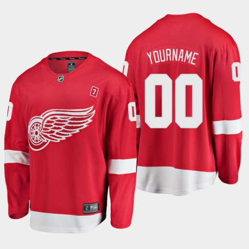 Custom Detroit Red Wings Home Red Jersey With Patch Seven