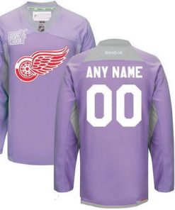 Custom Detroit Red Wings Purple Pink Hockey Fights Cancer Practice Jersey