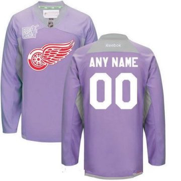 Custom Detroit Red Wings Purple Pink Hockey Fights Cancer Practice Jersey