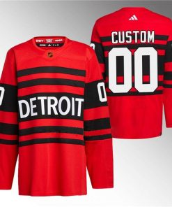 Custom Detroit Red Wings Red 2022-23 Reverse Retro Stitched Jersey