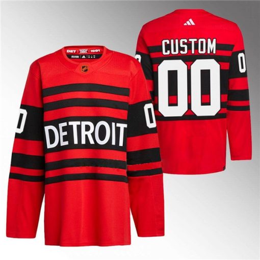 Custom Detroit Red Wings Red 2022-23 Reverse Retro Stitched Jersey