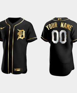 Custom Detroit Tigers Golden Edition Flex Base Jersey Black