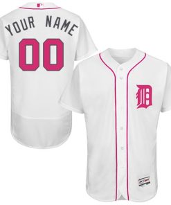 Custom Detroit Tigers 2016 Mothers Day Fashion White Flexbase Collection Jersey