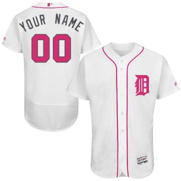 Custom Detroit Tigers 2016 Mothers Day Fashion White Flexbase Collection Jersey