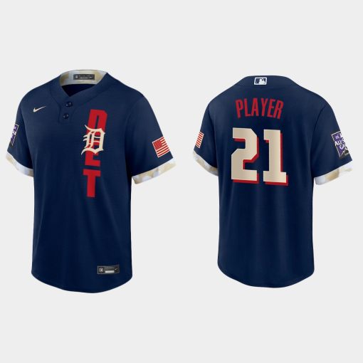 Custom Detroit Tigers 2021 All-star Game Cool Base Jersey Navy